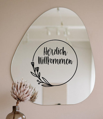 Aufkleber / Sticker / Herzlich Willkommen mit Kranz | Personalisierbar