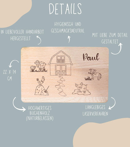 Personalisiertes Frühstücksbrett Baustelle für kleine Bauarbeiter