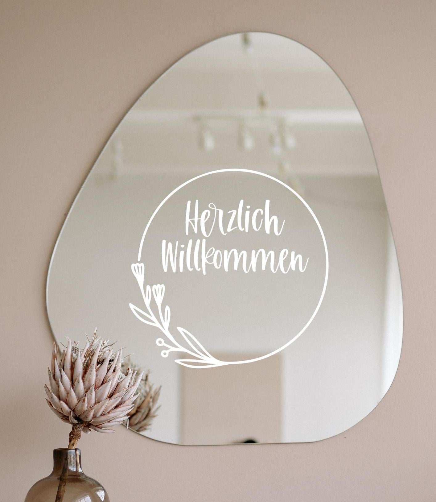 Aufkleber / Sticker / Herzlich Willkommen mit Kranz | Personalisierbar