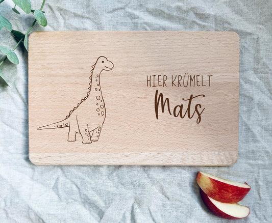 Personalisiertes Frühstücksbrettchen aus Holz – mit Namen und Wunschmotiv für Kinder