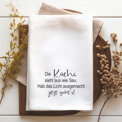 Lustiges Geschirrtuch mit Spruch – witziges Küchen-Geschenk mit Humor