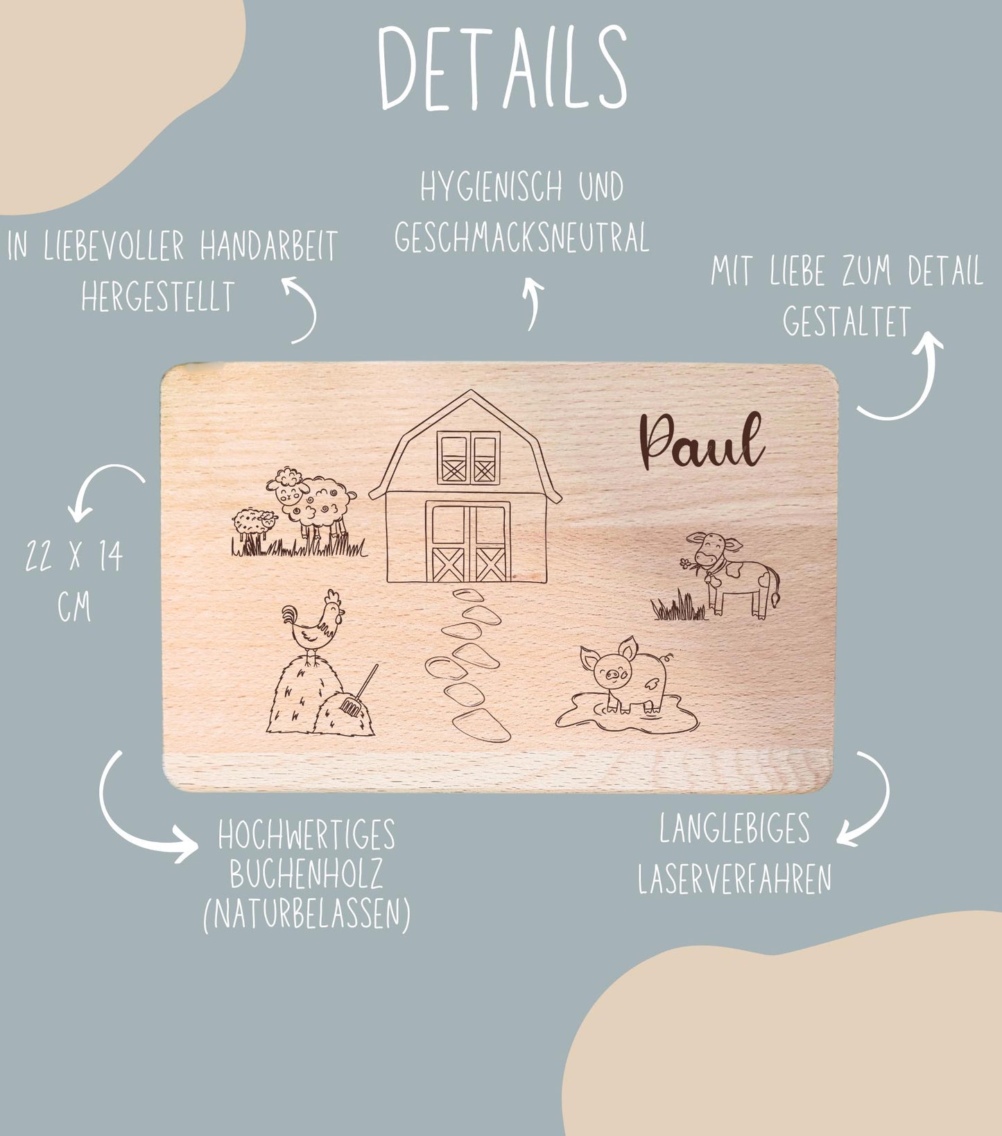 Personalisiertes Frühstücksbrettchen für Pferdefans