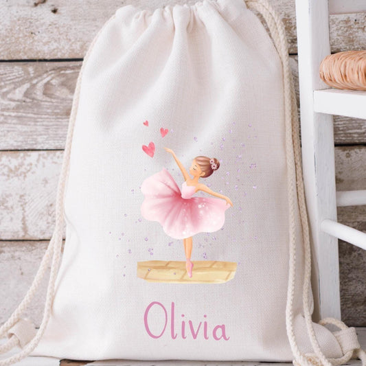 Beutel für die Kita Wechselkleidung Ballerina Tanzen Mädchen