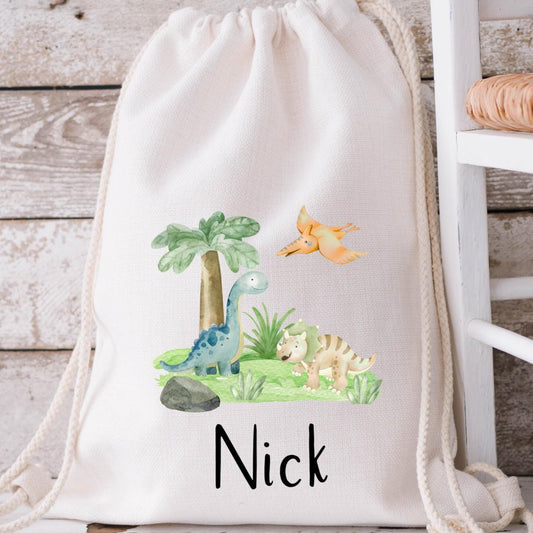 Beutel für die Wechselkleidung in der Kita mit Dino Print