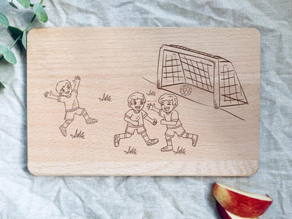 Personalisiertes Frühstücksbrettchen mit Fußball-Motiv